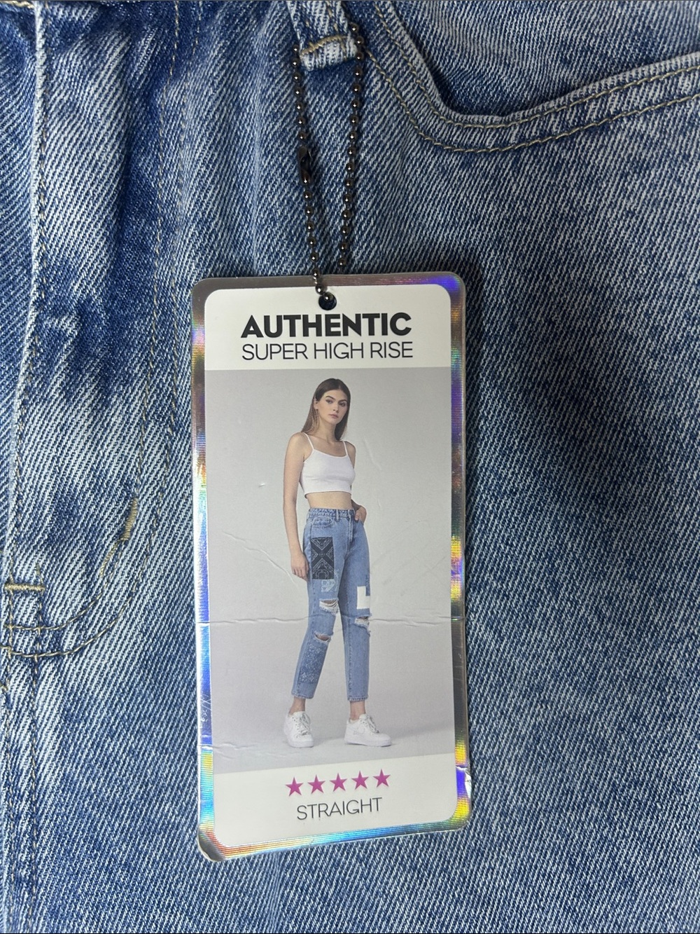 Simple Society Distressed Patchwork Jeans - NWT - Picture 7 of 9